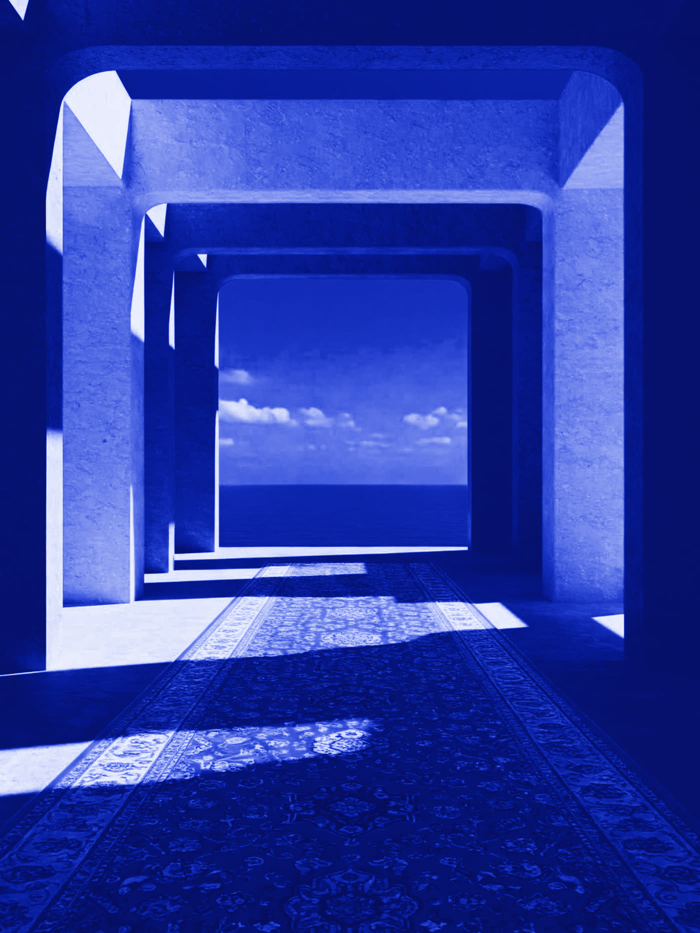 Arched colonnade to the sea, duotone